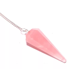 Péndulo de cristal Natural de cuarzo rosa para Sanación Reiki, Péndulo de espiga con cono facetado, venta al por mayor, Péndulo de piedras preciosas - Product Image 3