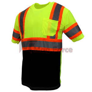 Camisas DE SEGURIDAD reflectantes personalizadas Camisas de seguridad y protección amarillo lima Trabajo Hi Vis Reflective con manga corta - Product Image 2
