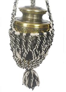 Urna de cremación colgante duradera de Metal azul de estilo americano para cenizas humanas adultas 27cm cadena colgante de macramé de diseñador Memorial - Product Image 4