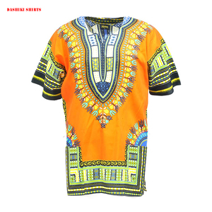 เสื้อดาชิกิผ้าฝ้ายพิมพ์ลายแอฟริกันสีส้มแบบดั้งเดิมจากอินเดีย CRAFTSHUB ระบายอากาศได้ดี น้ำหนักเบา เหมาะสำหรับโอกาสพิเศษ - Product Image 1