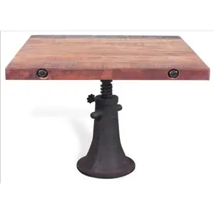 批发木制金属桌面和铸铁桌腿餐厅桌子家具设计