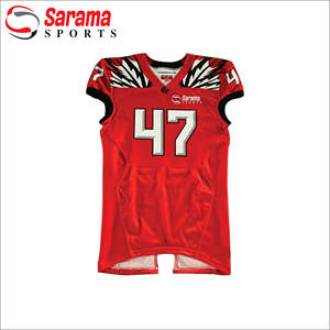 Ensemble de sport, uniforme avec impression numérique par sublimation, pour le football américain, matériel sergé, orange, rouge, 10 pièces - Product Image 3