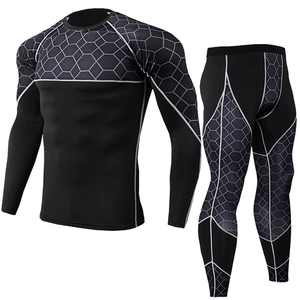 Wholesale Compression Pants Shirt Top Long Sleeve Jacket Set Suit Face Cover Gym Fitness Sets 5Pcs Men's Workout Clothes - Product Image 4