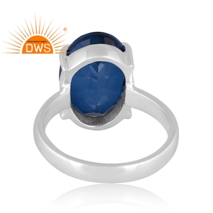 Plata de ley fina Doublet London Blue Topaz Cuarzo Piedra preciosa Anillo apilable Joyería para mujer Regalo para ella - Product Image 4