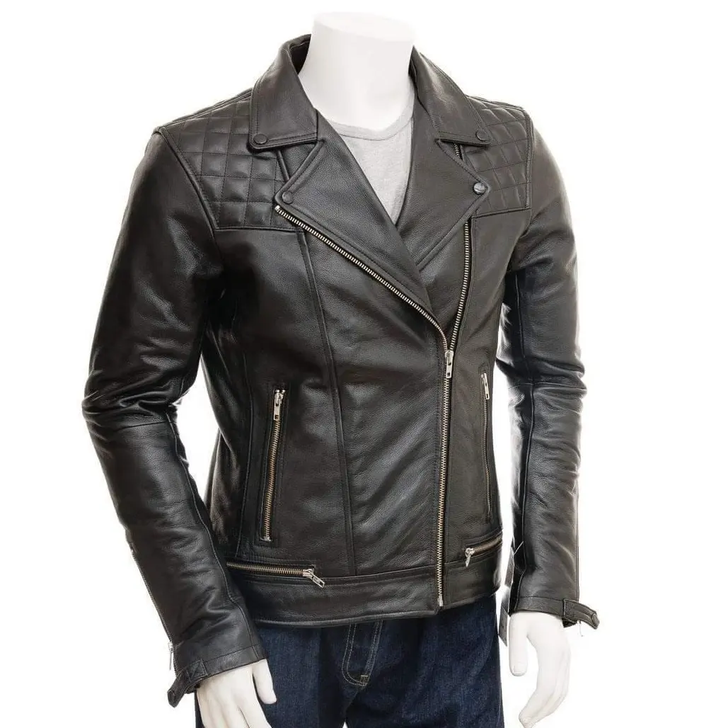 2020 Original Sheepskin Leather Rockstar Motorcycle Cruiser Style Fashion Jacket 100% Leather for Motorbike Racing and Cruising