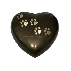 Ottone Paw Pet a Forma di Cuore Cremazione Urne per le ceneri del gatto del cane memoriale urne pezzo per le ceneri di stoccaggio