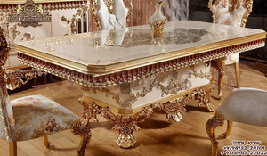 สไตล์ฝรั่งเศสมือแกะสลักห้องรับประทานอาหารชุดเฟอร์นิเจอร์คลาสสิกหนักแกะสลักห้องรับประทานอาหารเฟอร์นิเจอร์หรูหราสีทองโต๊ะรับประทานอาหาร - Product Image 2