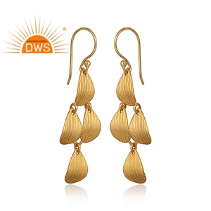 Pendientes colgantes de latón texturizado hechos a mano, joyería de moda, fabricante - Product Image 2