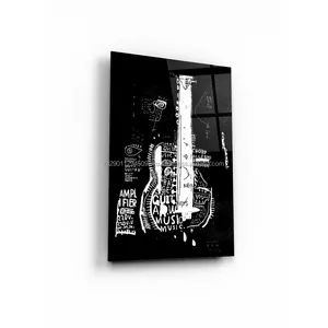 Pintura sobre vidrio "Loft Guitarra de 40x60 WB-02-116-04, diseño moderno, tendencia, loft o moderno