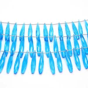 Cuentas Sueltas de Cuarzo Azul Londres en Forma de Gota Facetada, 35x7MM, Gemas de Alta Calidad de 6.5 Pulgadas para la Fabricación de Joyas - Product Image 3