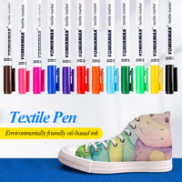 Yomixmax 12/boîte 12 couleurs Marqueur permanent imperméable non toxique pour tissu textile Stylo de peinture DIY Chaussures et t-shirt
