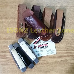 Trapper Damascus <b>Knives</b> Leather Sheath Packing With Wood <b>Box</b> - Product Image 3