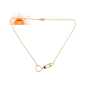 Nuevo Collar de Ónice Negro de Diseño, Proveedor de Joyería, Collar con Colgante de Plata 925 Chapado en Oro para Mujer - Product Image 1