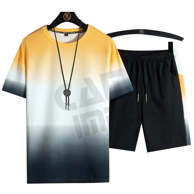 Oversize Men's T-shirt Shorts Set Summer Sports Clothes Sportswear Tshirt + Shorts Tracksuit Male Hip Hop Streetwear 5XL 6XL 7XL