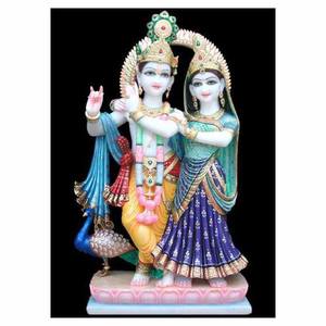 La main De Couleur Marbre Radha Krishna Sculpture - Product Image 1