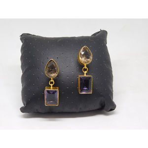 Pendientes de aro hechos a mano para niñas y mujeres, aretes de piedra - Product Image 6