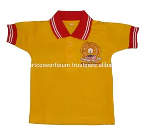 Özelleştirilmiş yeni tasarım okul spor forması T shirt yaka ve özelleştirilmiş renk Logo ile