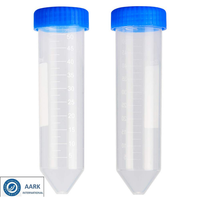 Tube à centrifuger en polypropylène transparent de laboratoire avec fond conique et bouchon à vis 15ml/50ml 15000xG Marque AARK