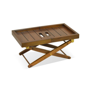 Table de lit décorative Terra en bois massif de mindi, table pliante, mobilier de chambre moderne, table de petit-déjeuner pour la maison et l'hôtel - Product Image 1