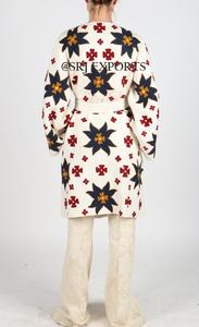 Juya — veste en coton à col en Sublimation, vêtements pour femmes, Kimono ouvert de qualité supérieure, broderie géométrique, style Boho Chic, broderie - Product Image 4