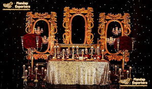 อุปกรณ์ตกแต่งเวทีงานแต่งงานในเอเชียที่ได้รับความนิยมในแถบ Paisleys สีทองรับเวทีงานแต่งงานฉากหลังสำหรับงานอีเวนต์และพิธี - Product Image 4