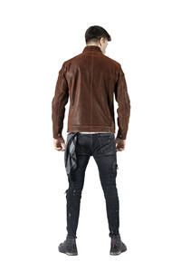 เสื้อแจ็คเก็ต Nappa หนังแท้สำหรับผู้ชาย, เสื้อแจ็กเก็ตแบบหนาเนื้อผ้าระบายอากาศระบายอากาศปรับแต่งโลโก้ได้สำหรับฤดูใบไม้ผลิฤดูหนาว - Product Image 4