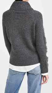 Femmes grande taille col à capuche laine/acrylique respirant épais hiver pull pull manches longues broderie décoration Logo - Product Image 3