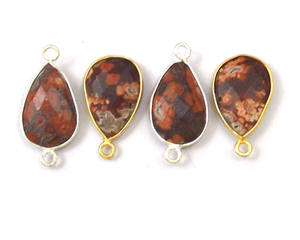 Jaspe pierre précieuse avec plaqué or forme de poire à la main bijoux à facettes collier simple caution lunette connecteur - Product Image 5