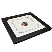 Tablero de Carrom HRM Blanco, Impermeable, Portátil, Ligero, Duradero, Ajustable, Modelo Bull Dog Men Striker, MDF Reciclado, Personalizable