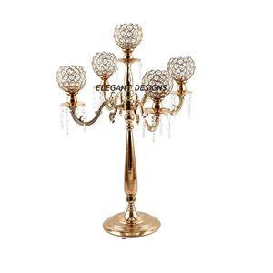 Wholesale Best Quality Designer Crystal Candle Stand Luxury Aluminum Metal <b>Candelabra</b> for Wedding and Christmas Decorations - Product Image 2
