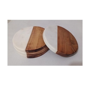 Wood and <b>Marble</b> <b>Coasters</b> Creative Drink <b>Coasters</b> Cup Mats for Drinks <b>Coaster</b> Plates for Round Shape - Product Image 5
