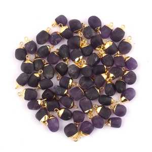 ขายส่งเครื่องประดับธรรมชาติTumble Shapeอเมทิสต์ตัวเชื่อมต่อทองเหลืองทองชุบdiyเดี่ยวประกันตัวเชื่อมต่อจี้Birthstone - Product Image 3