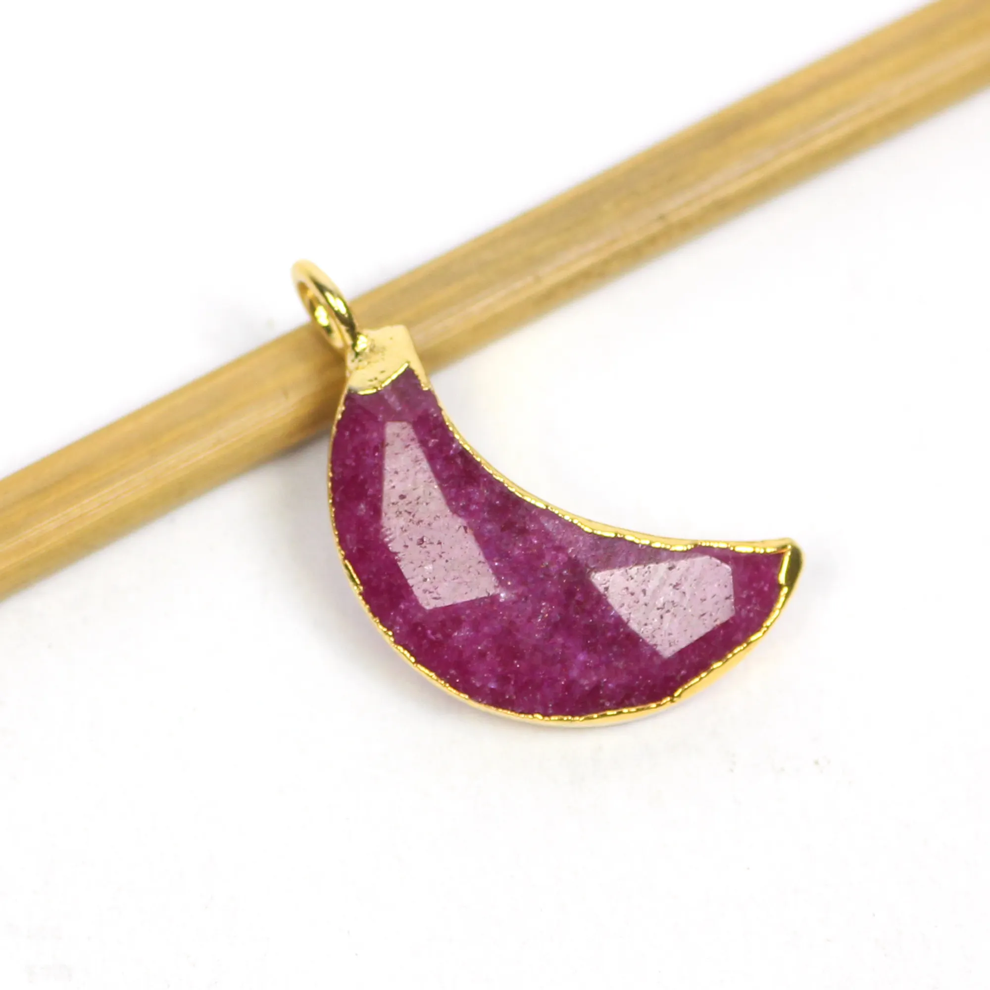 Dyed Ruby 20 X 8 crescent shape gemstone half moon single loop connector Fashion Jewelry Pendants & Charms