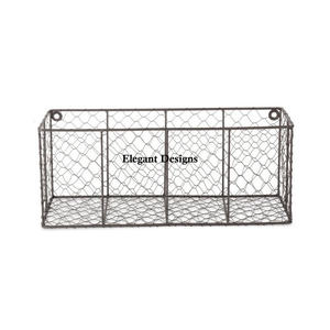 Panier mural décoratif en forme de rectangle classique, élégant, de luxe, fait à la main, en métal, suspendu au mur - Product Image 3