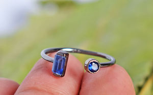 Anillo de Plata de Ley 925 con piedras preciosas de Topacio Azul, joyería fina - Product Image 4