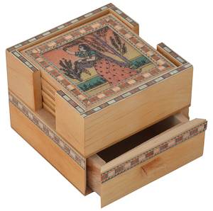 Sous-verres ronds en bois faits à la main Nirmala Handicrafts, Chokor Jem, pour la maison, le bureau, la table, le café, le thé, en provenance du Rajasthan - Product Image 1