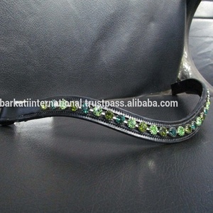 Bandeaux de cheval en cuir durable avec grande chaîne de coupe en cristal Accessoires de cheval de qualité supérieure - Product Image 2