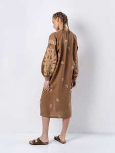 Robe maxi en lin bohème 2022 avec broderie florale, nouveaux styles tendance ukrainiens et ghanéens, motif tissé - Product Image 2