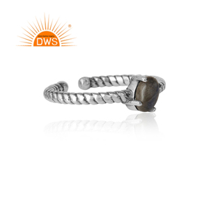 Prong <b>Set</b> Natural Labradorite Gemstone <b>Ring</b> Oxidized <b>Silver</b> <b>Ring</b> Jewelry Wholesaler 925 Sterling <b>Silver</b> Stackable <b>Ring</b> Jewelry - Product Image 3