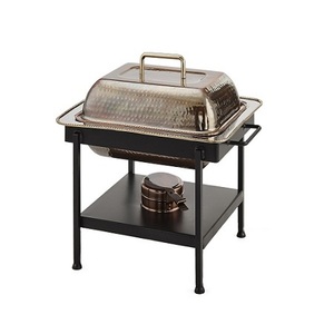 Chauffe-plats martelé en cuivre avec support en fer chauffe-plats en forme de rectangle fait à la main à bas prix - Product Image 4