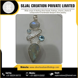 Elegante colgante de Plata de Ley 925 con oro y piedra Mejor venta Pedantes Chapado en plata Hecho EN LA India - Product Image 2