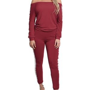 Conjunto de chándal con hombros descubiertos para mujer, Pantalón deportivo para gimnasio y trotar - Product Image 3