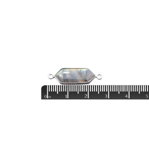 Conector de Plata de Ley 925 con Bisel en Forma de Hexágono de Labradorita, Chapado en Plata, para Fabricación de Joyería Artesanal - Product Image 2