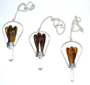 Pendule en forme d'oeil de tigre pour la guérison, pendule d'ange avec chaîne - Product Image 1