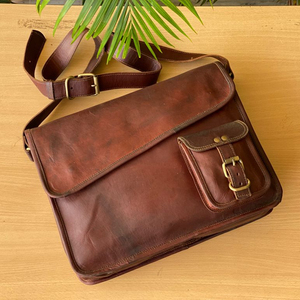 Nouveau Vintage 11*15 pouces en cuir de chèvre cartable portefeuille sac d'affaires en cuir véritable porte-documents sac de messager multi-poches pochette d'ordinateur - Product Image 5