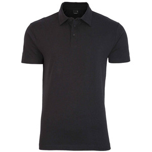 Polo de Manga Corta Negro para Hombre, Corte Regular, 100% Algodón Piqué, Tejido Informal de Color Sólido, Antiarrugas, Diseño con Botones - Product Image 1