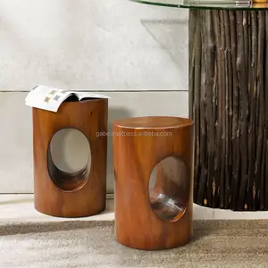 Tabouret en bois personnalisé, Design Piston en bois, fait à la main avec des meubles indonésien