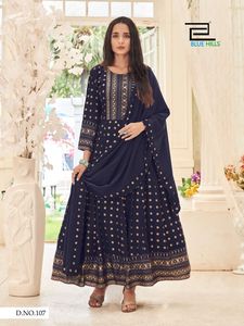 Vestido largo de rayón para mujer, vestido Anarkali de Color amarillo, de algodón Malai, disponible en diferentes colores, de Royal Export - Product Image 5