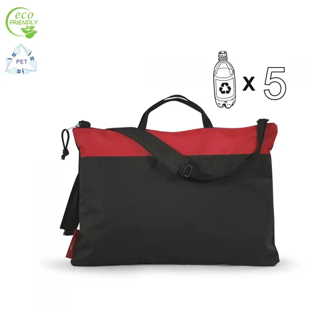 Environmentally friendly fashionable messenger bag made from recycled PET bottle adjustable shoulder strap for office school
