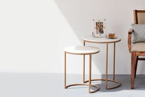 Sunburst Round Aluminium Table Set of 2 Modern Round Made in India Top All Office Home Room Restaurant Super Market 2022 Best - Product Image 2